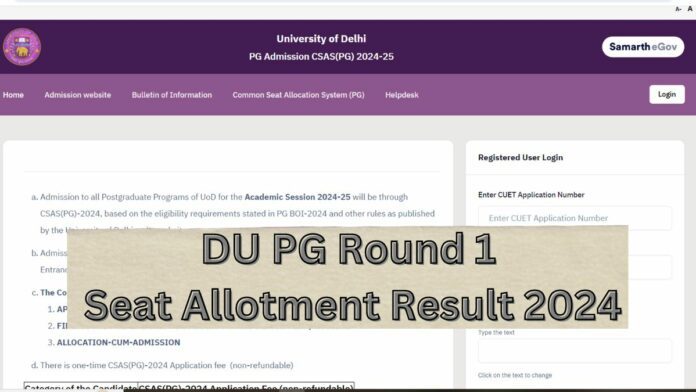 DU PG Round 1 seat allotment results for 2024